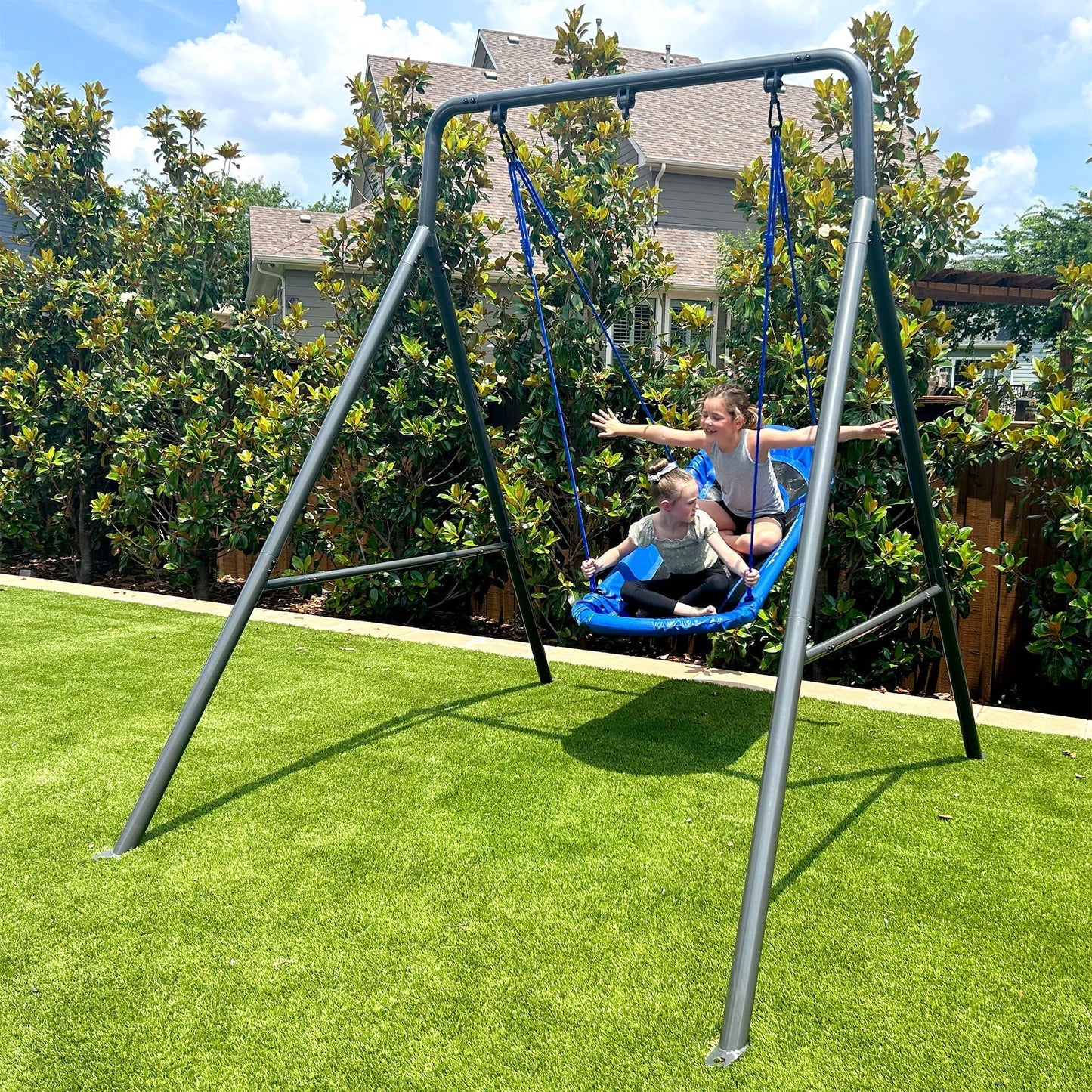 Gobaplay Outdoor Swing Set Frame with Bars & gobaplay Boat Swing Platform Saucer - 416133