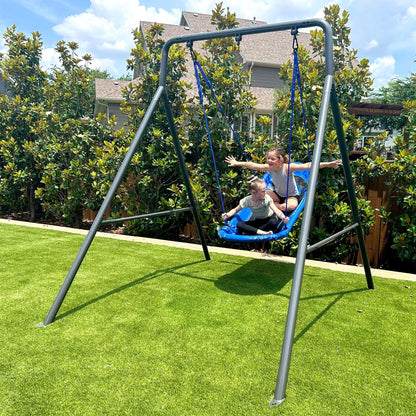 Gobaplay Outdoor Swing Set Frame with Bars & gobaplay Boat Swing Platform Saucer - 416133