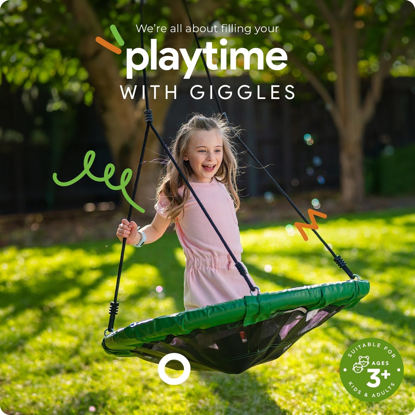 Gobaplay Outdoor Swing Set Frame & gobaplay Round Swing & gobaplay Hanging Tent - 416132