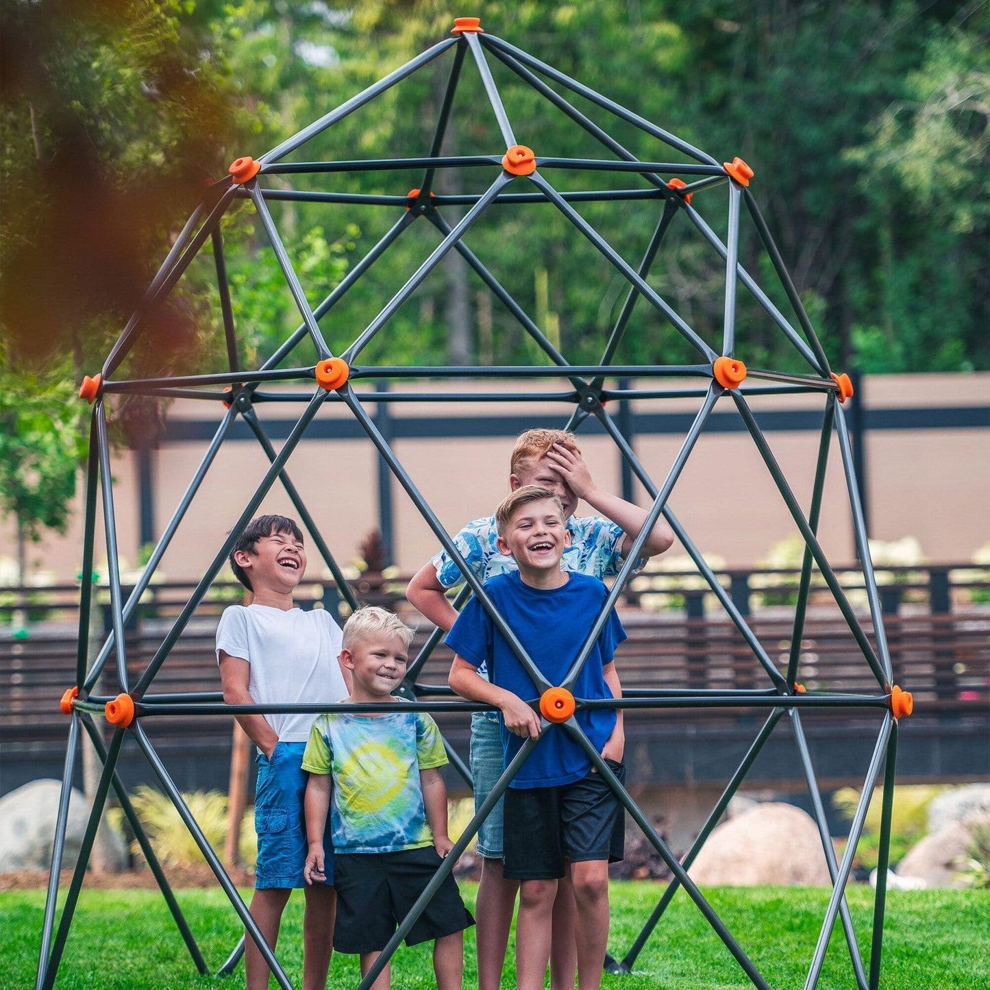 Gobaplay Large Powder Coated Steel Geometric Climbing Dome with 3 Sleek Anchors - 326416