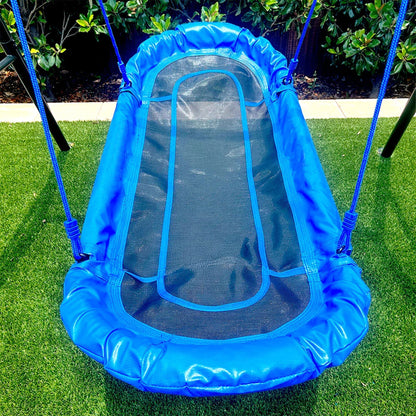 Gobaplay Single Swing Set Playground Equipment with Double Platform Saucer, Blue - 327671