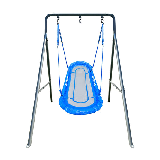 Gobaplay Single Swing Set Playground Equipment with Double Platform Saucer, Blue - 327671