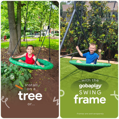 Gobaplay Single Swing Set Playground Equipment with 39” Round Platform Saucer - 327672