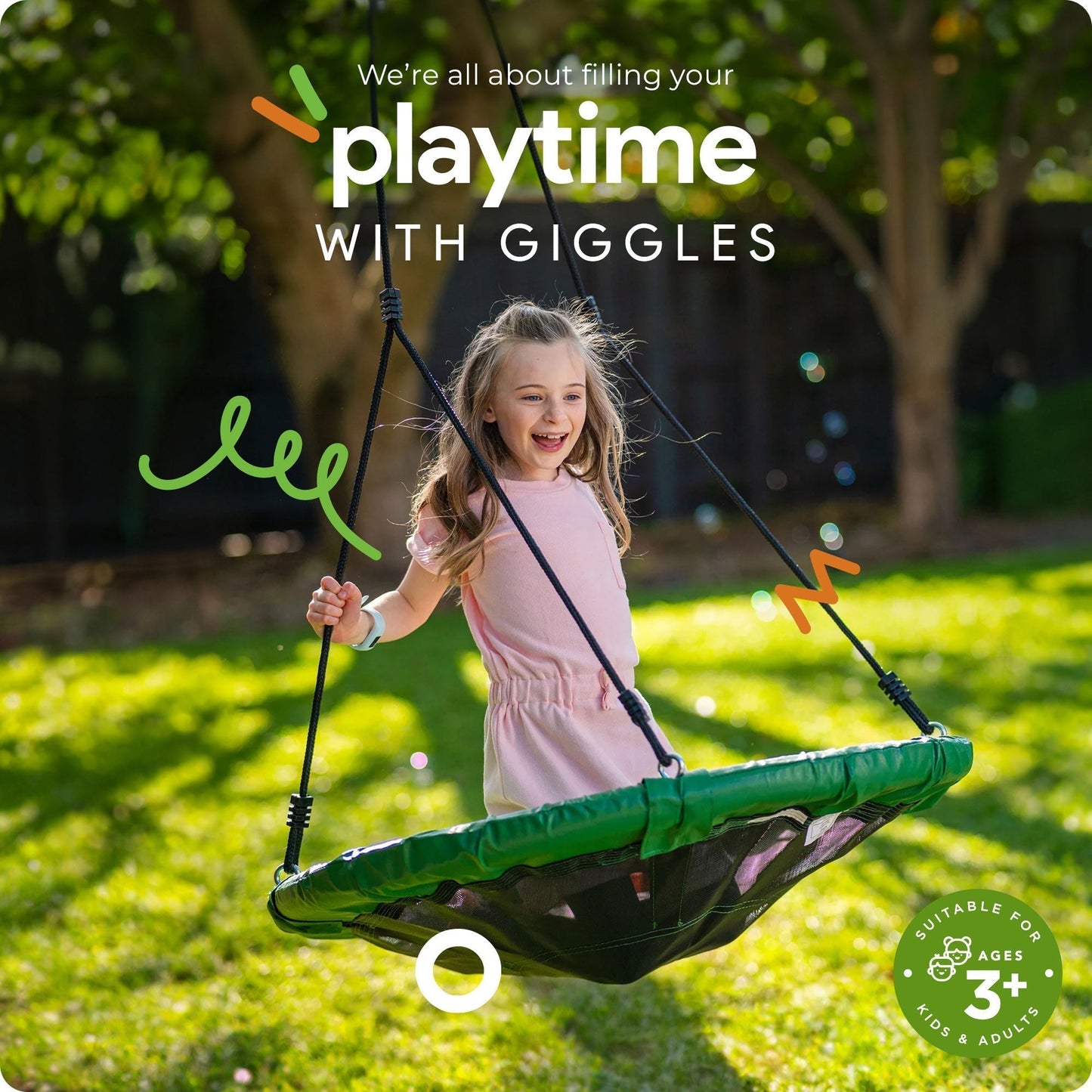 Gobaplay Single Swing Set Playground Equipment with 39” Round Platform Saucer - 327672