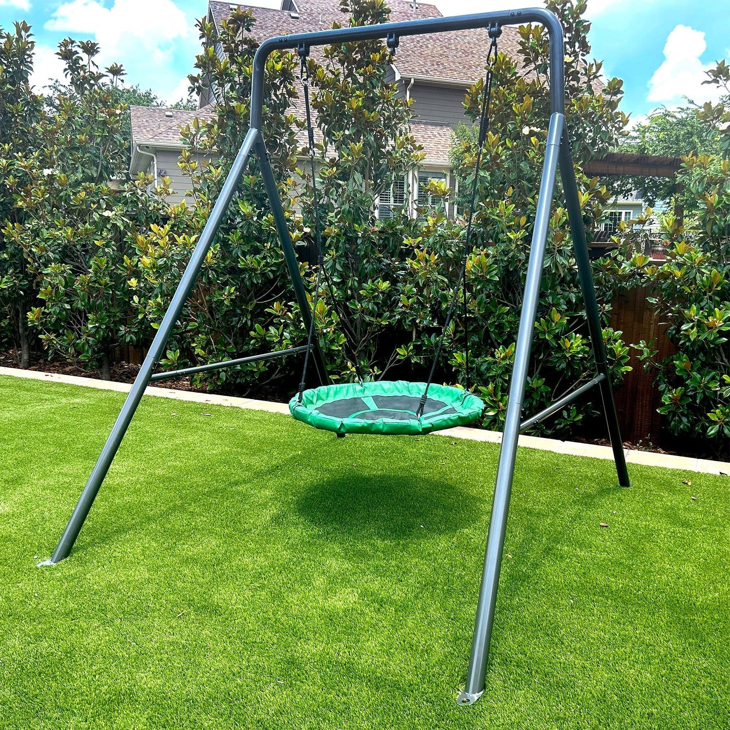 Gobaplay Single Swing Set Playground Equipment with 39” Round Platform Saucer - 327672
