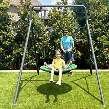 Gobaplay Single Swing Set Playground Equipment with 39” Round Platform Saucer - 327672