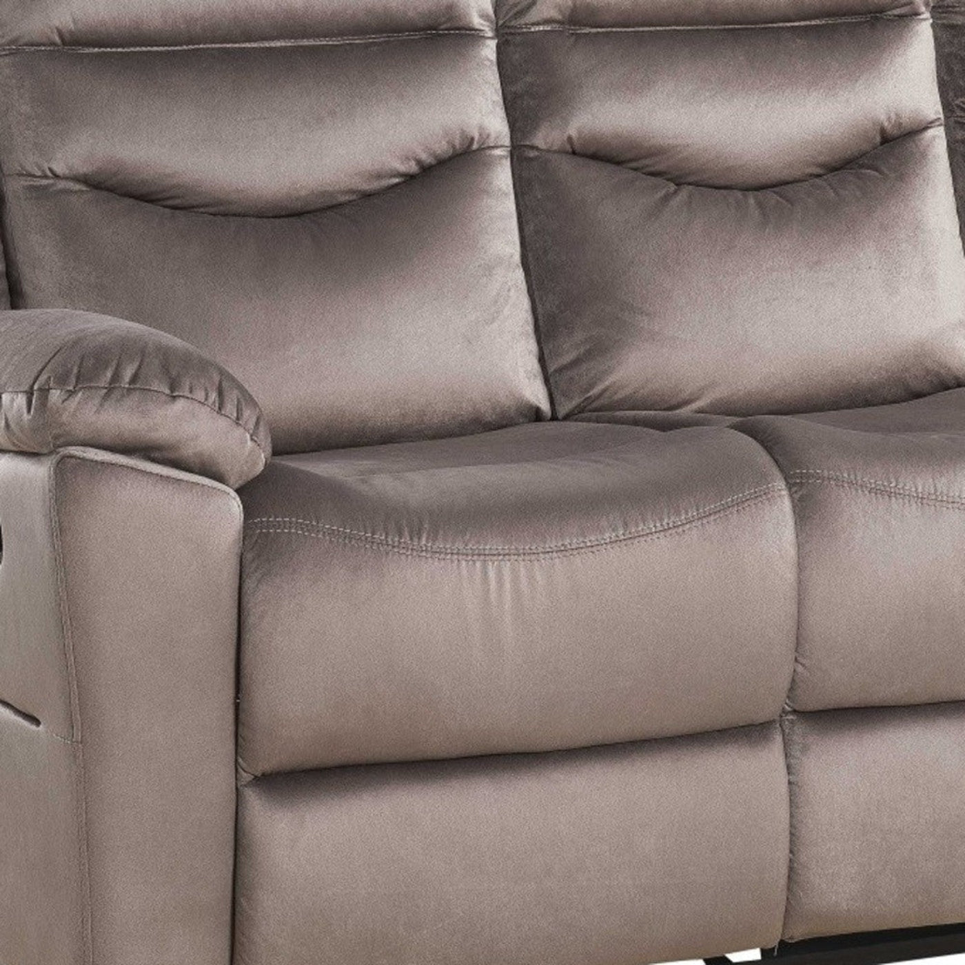Modway Furniture 78" Luxurious Brown Velvet Reclining Sofa with Black Legs - Comfort and Style for Your Living Room - 347270-HOMEROOTS