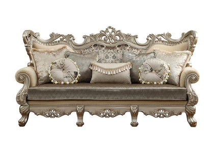 Modway Furniture 41" Luxurious Champagne Cotton Blend Curved Floral Sofa with Elegant Toss Pillows for Home Décor - 348222-HOMEROOTS