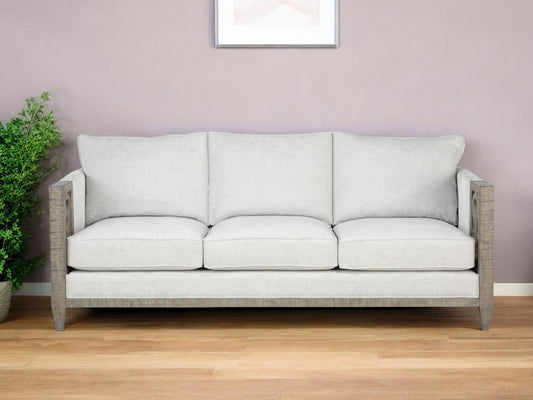 Modway Furniture 38" Chic White Fabric Sofa with Stylish Black and Gray Legs for Modern Living Room Elegance - 348643-HOMEROOTS