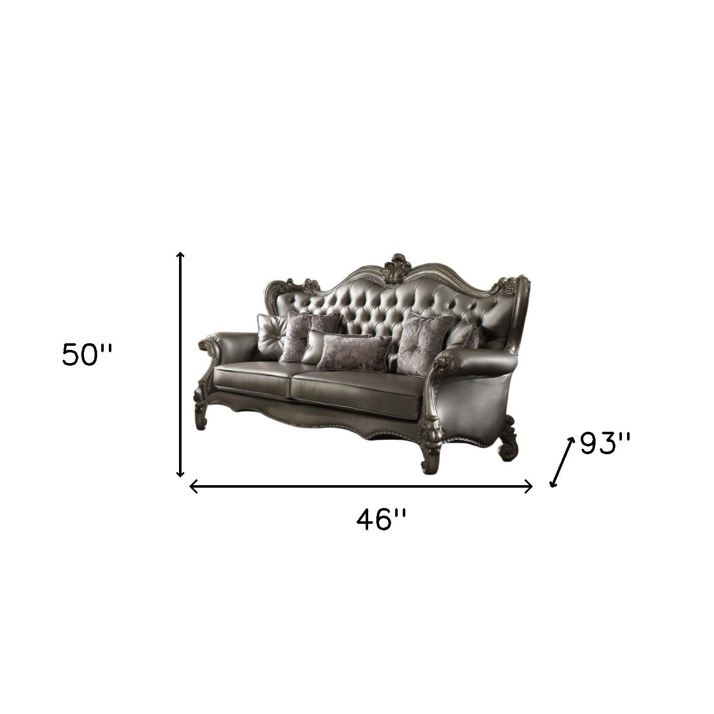Modway Furniture 46" Platinum Faux Leather Curved Sofa with Toss Pillows - Stylish Comfort & Timeless Elegance - 348644-HOMEROOTS