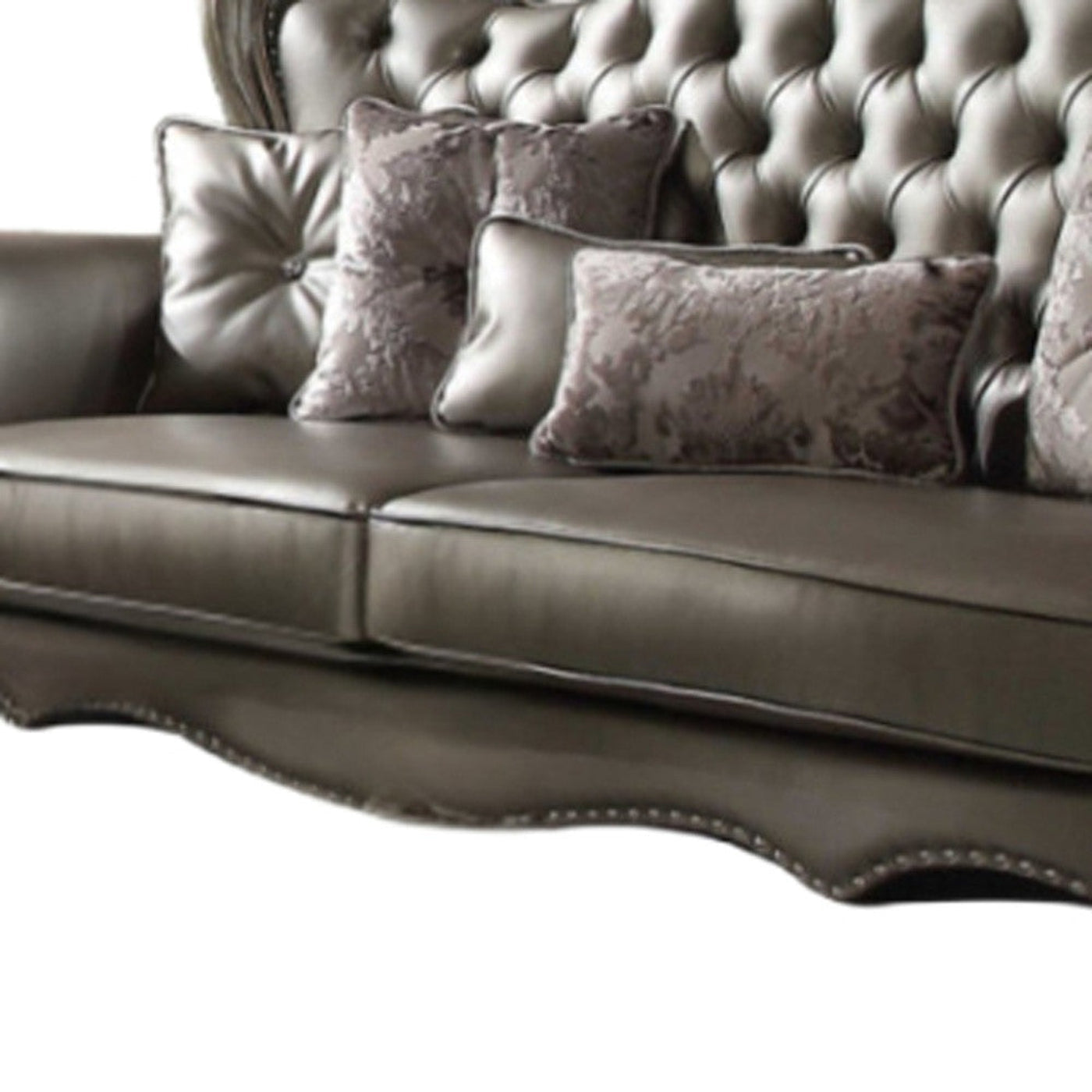 Modway Furniture 46" Platinum Faux Leather Curved Sofa with Toss Pillows - Stylish Comfort & Timeless Elegance - 348644-HOMEROOTS