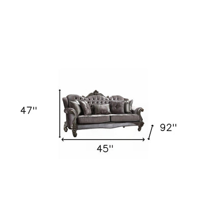 Modway Furniture 45" Platinum Velvet Floral Sofa with Toss Pillows - Elegant Design, Comfort, and Style for Any Room - 348645-HOMEROOTS