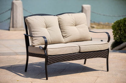 Modway Furniture 48" Luxurious Beige Polyester Sofa with Black Legs – Stylish, Durable, and Perfect for Any Space! - 374052-HOMEROOTS