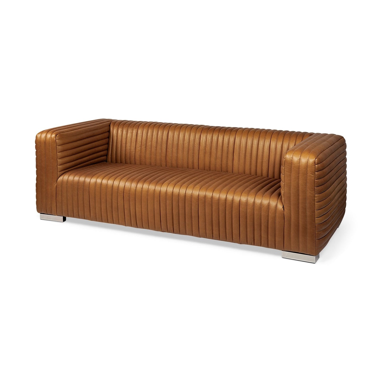 Modway Furniture 39" Gold Leather Sofa - Luxurious Comfort with Silver Metallic Legs for Modern Elegance & Style - 380388-HOMEROOTS