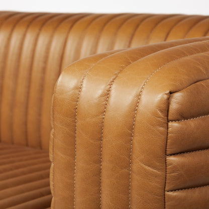 Modway Furniture 39" Gold Leather Sofa - Luxurious Comfort with Silver Metallic Legs for Modern Elegance & Style - 380388-HOMEROOTS