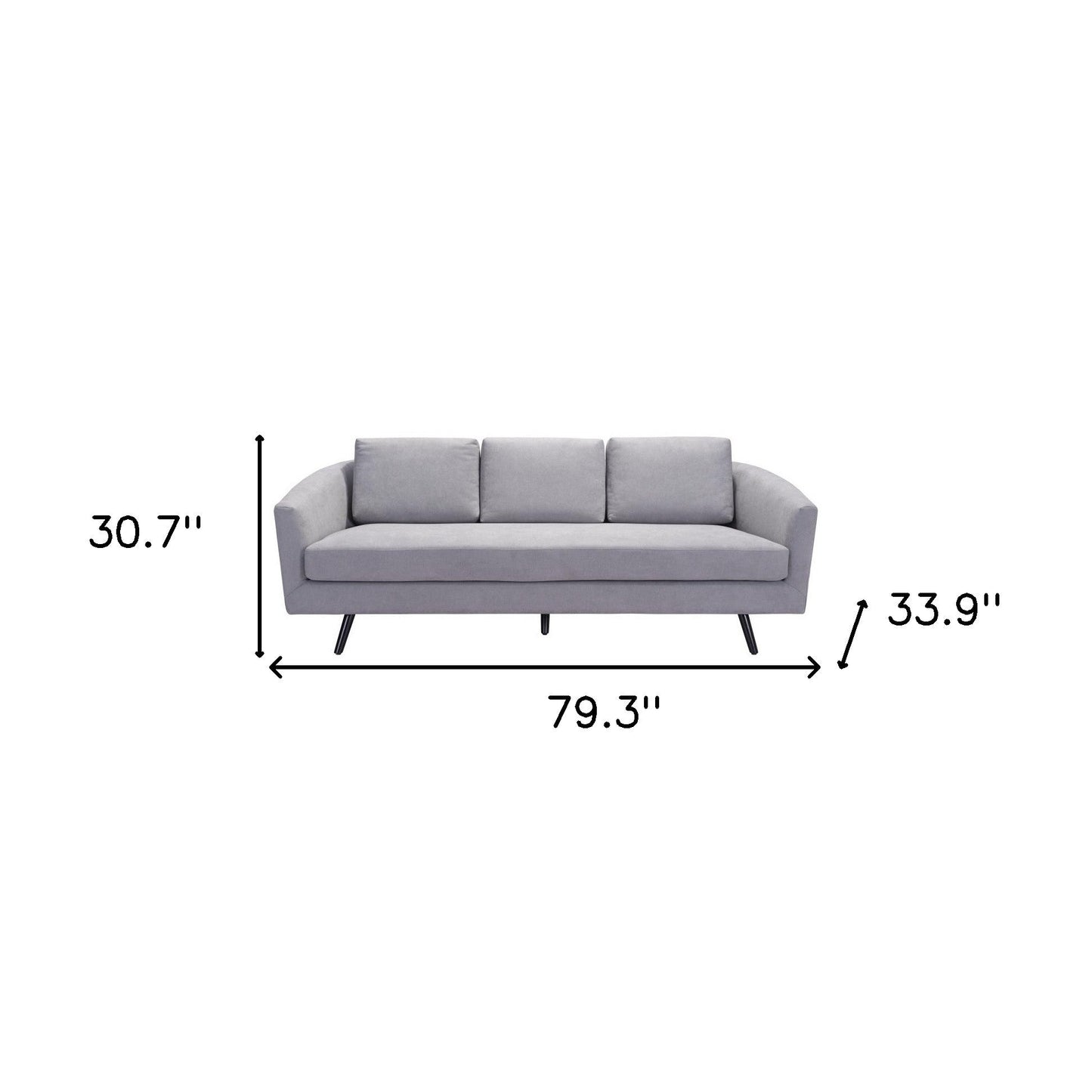 Modway Furniture 79" Gray Polyester Sofa with Stylish Black Legs - Luxurious Comfort & Contemporary Design for Any Room - 396462-HOMEROOTS