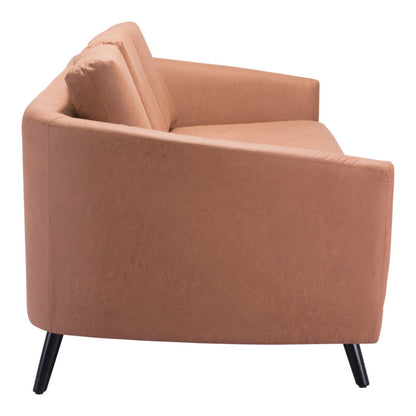 Modway Furniture 79" Stylish Brown Faux Leather Sofa with Black Legs - Durable Comfort for Modern Living Rooms - 396463-HOMEROOTS