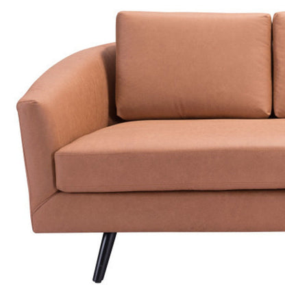 Modway Furniture 79" Stylish Brown Faux Leather Sofa with Black Legs - Durable Comfort for Modern Living Rooms - 396463-HOMEROOTS