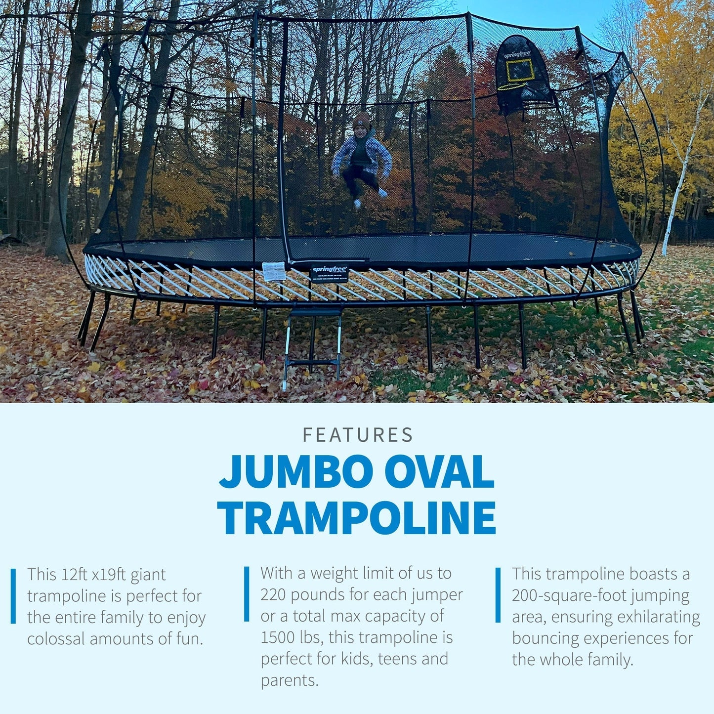 Springfree Trampoline 12'x19' Jumbo Oval Trampoline with 22'x29' Space Required - 398524