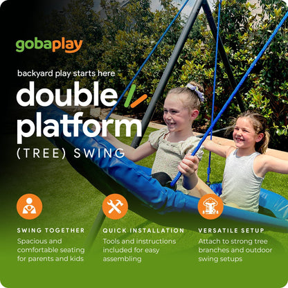 Gobaplay Explorer Kids Swing Set w/Frame, Dual Platform Saucer, Swings & Trapeze - 399863