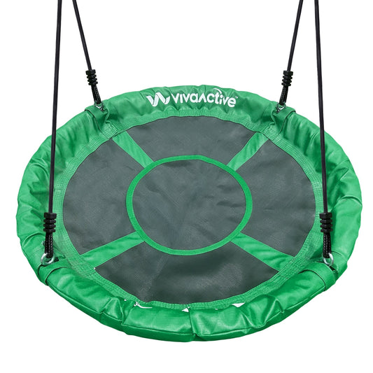 Gobaplay Discovery Kids Swing Set, Outdoor Frame w/ Tent Saucer and 2 Swings - 399864
