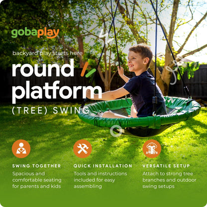 Gobaplay Outdoor Swing Set Frame & gobaplay Round Swing & gobaplay Hanging Tent - 416132