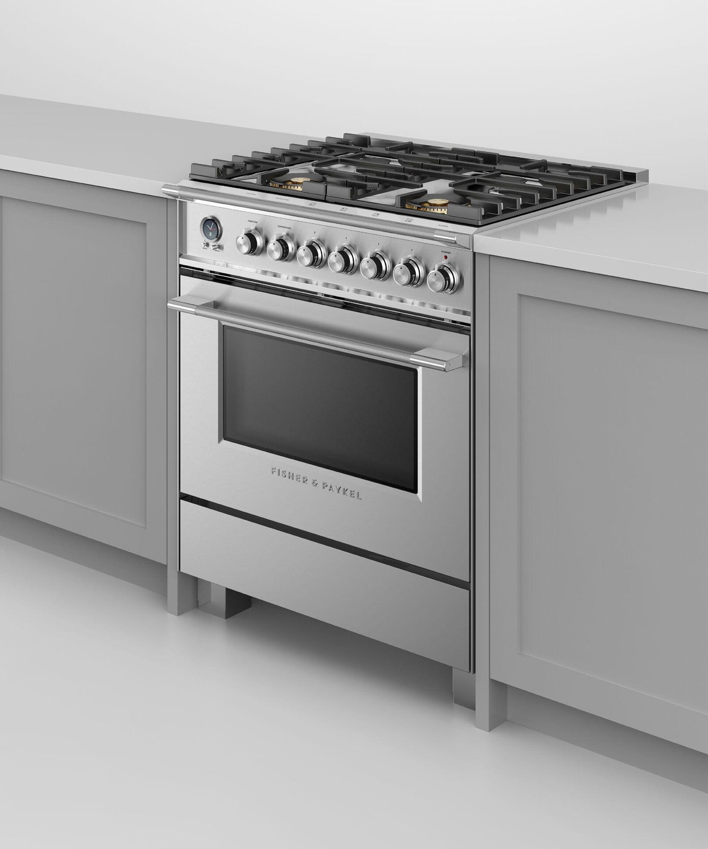 FISHER & PAYKEL OR30SCG6W1 Dual Fuel Range, 30", 4 Burners, Self-cleaning - OR30SCG6W1-KT