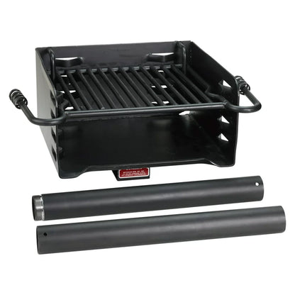 Pilot Rock Park Style Steel Outdoor BBQ Charcoal Grill and Post, Black (3 Pack) - 404010