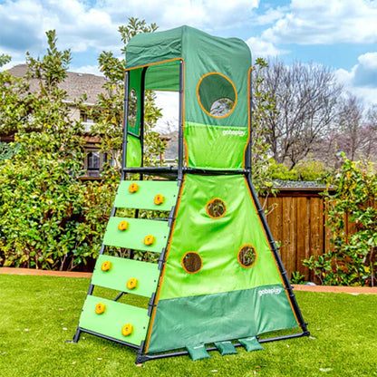 Gobaplay 8.5 Foot Tall 3 Kid Capacity Large Climbing Tower w/ 3 Climbing Levels - 409194