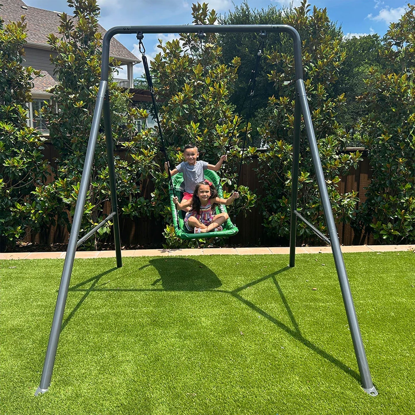 Gobaplay Outdoor Swing Set Frame with Bars & gobaplay Boat Swing Platform Saucer - 416133