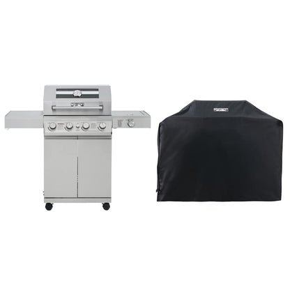 Monument Grills Larger 4-Burner Propane Gas Grills BBQ Stainless Steel Heavy-Duty Cabinet Style with BBQ Cover - B0BGH9X18S