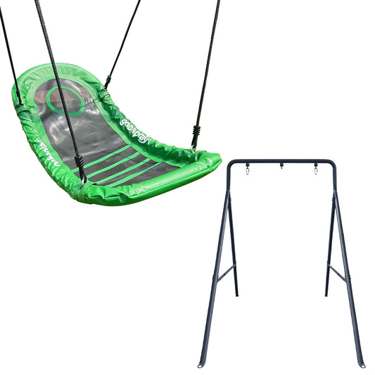Gobaplay Outdoor Swing Set Frame with Bars & gobaplay Boat Swing Platform Saucer - 416133