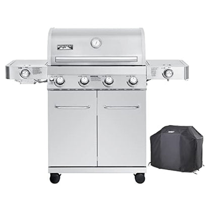 Monument Grills Larger 4-Burner Propane Gas Grills Stainless Steel with BBQ Cover(2 Items) - B0BLYWY4N7