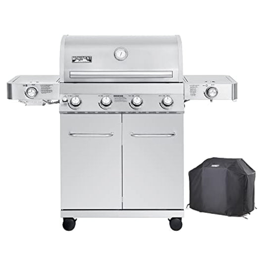 Monument Grills Larger 4-Burner Propane Gas Grills Stainless Steel with BBQ Cover(2 Items) - B0BLYWY4N7