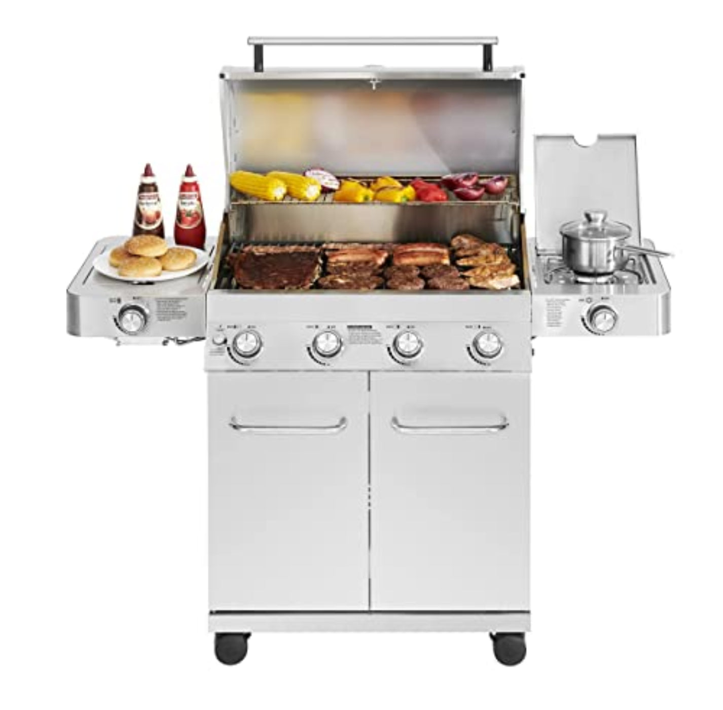 Monument Grills Larger 4-Burner Propane Gas Grills Stainless Steel with BBQ Cover(2 Items) - B0BLYWY4N7