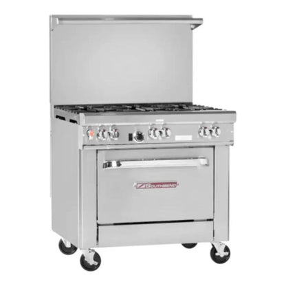 Southbend 436A-3C Ultimate Natural Gas Range 36” Charbroiler With Convection Oven Base 128000 BTU - 436A-3C