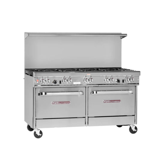 Southbend 4601AA-5L Ultimate Natural Gas Range 60”, 9 Burners, Standard Grates With 2 Convection Oven Base 375000 BTU