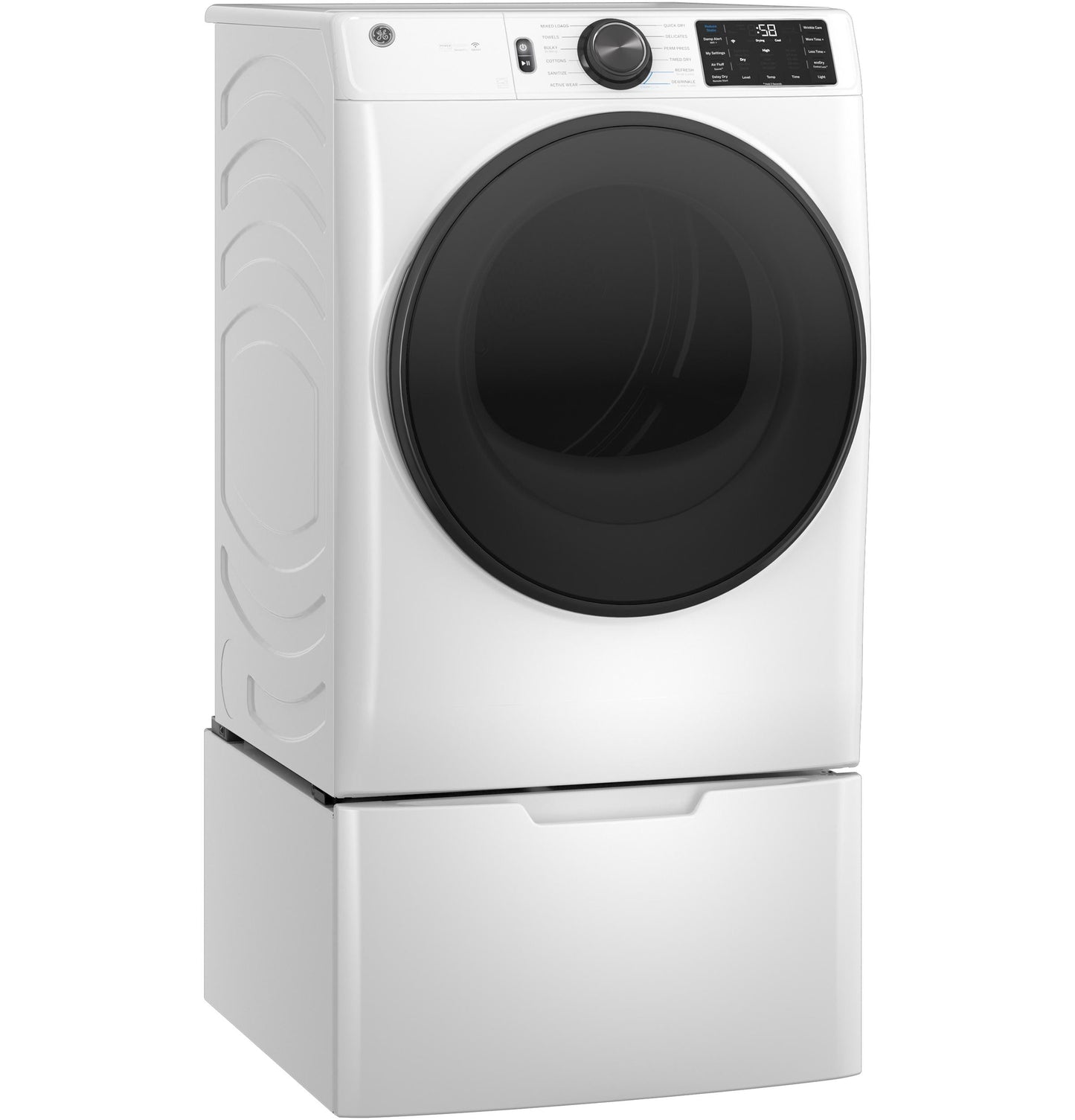 GE APPLIANCES GFD65GSSVWW GE(R) 7.8 cu. ft. Capacity Smart Front Load Gas Dryer with Steam and Sanitize Cycle - GFD65GSSVWW-KT