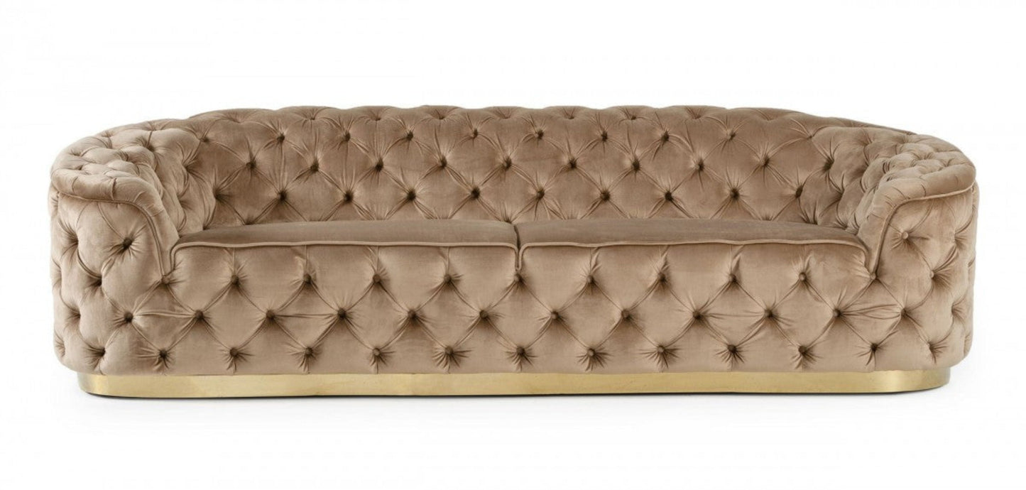 Modway Furniture 102" Beige Velvet Sofa with Gold Legs - Luxurious Comfort, Stylish Design, and Durable Support - 480904-HOMEROOTS
