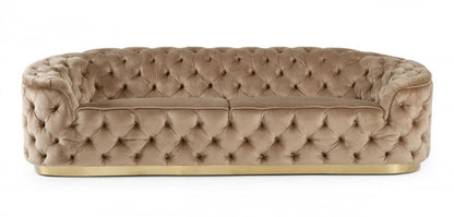 Modway Furniture 102" Beige Velvet Sofa with Gold Legs - Luxurious Comfort, Stylish Design, and Durable Support - 480904-HOMEROOTS