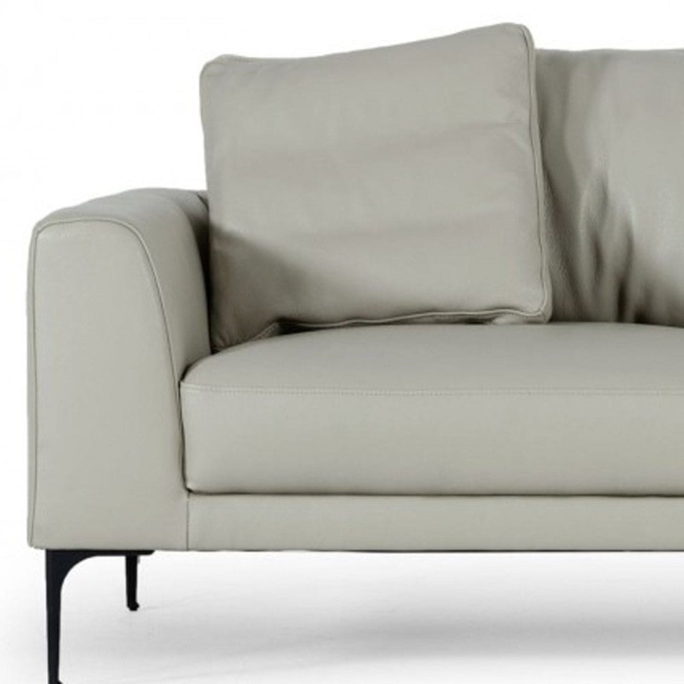 Modway Furniture 87" Gray Genuine Leather Sofa with Elegant Black Legs - Luxuriously Comfortable & Modern Design -480918-HOMEROOTS