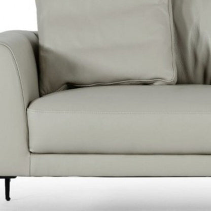 Modway Furniture 87" Gray Genuine Leather Sofa with Elegant Black Legs - Luxuriously Comfortable & Modern Design -480918-HOMEROOTS