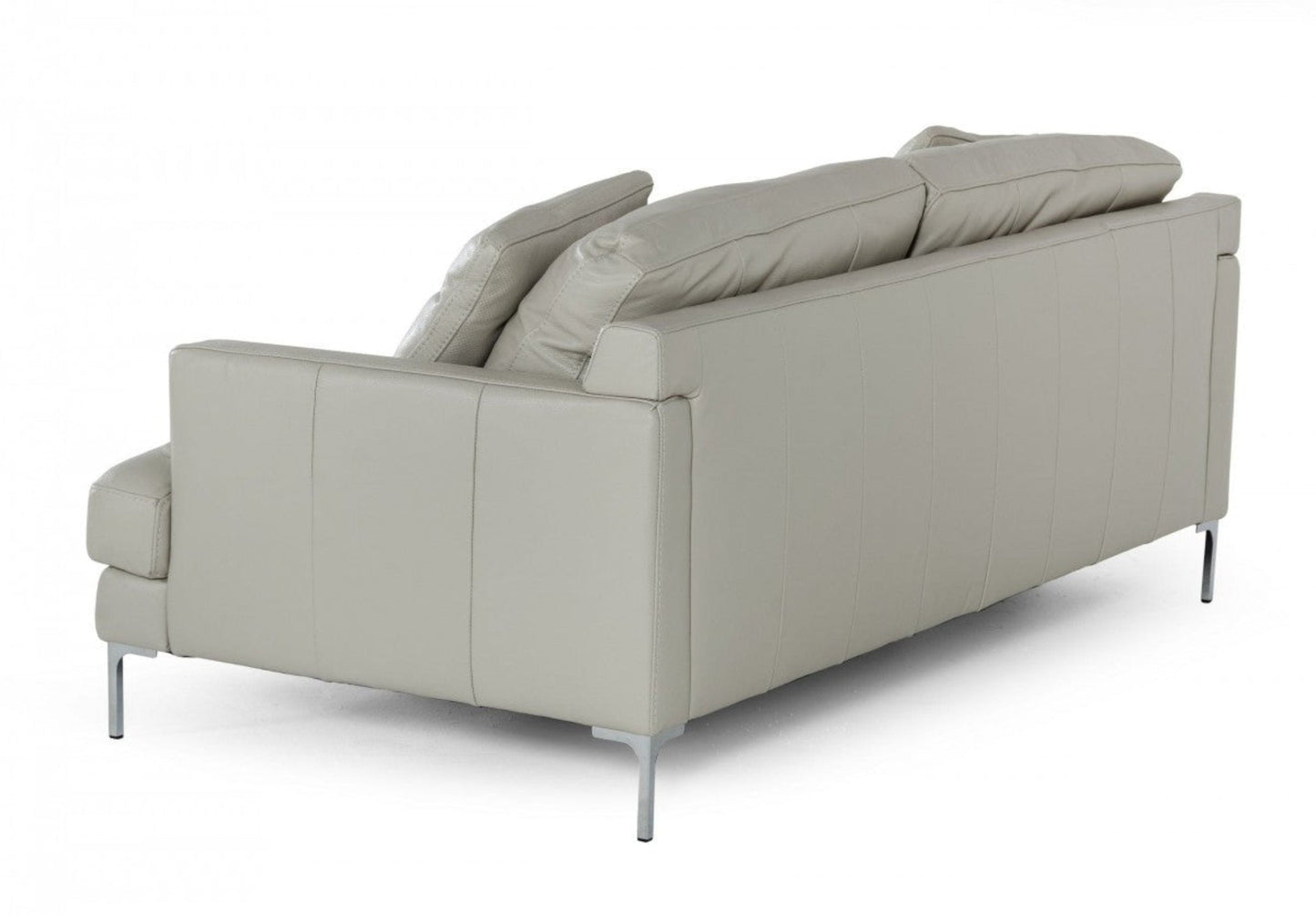 Modway Furniture 75" Light Gray Genuine Leather Sofa with Elegant Silver Legs - Luxurious Comfort & Modern Design - 480919-HOMEROOTS