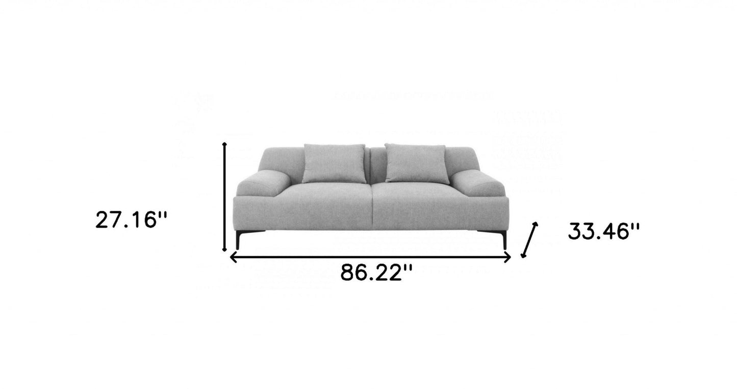 Modway Furniture 86" Gray Sofa with Toss Pillows, Stylish Black Legs – Comfort & Contemporary Design for Any Space - 480922-HOMEROOTS