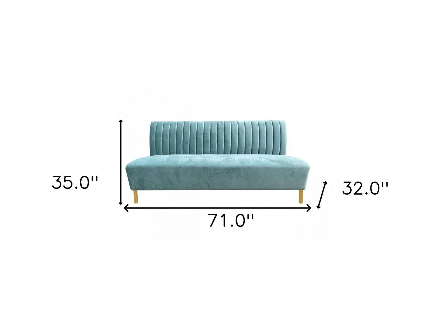 Modway Furniture 71" Light Gray Velvet Sofa with Gold Legs - Modern Armless Design, Soft Comfort, Stylish Accent Piece - 480924-HOMEROOTS