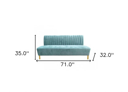 Modway Furniture 71" Light Gray Velvet Sofa with Gold Legs - Modern Armless Design, Soft Comfort, Stylish Accent Piece - 480924-HOMEROOTS