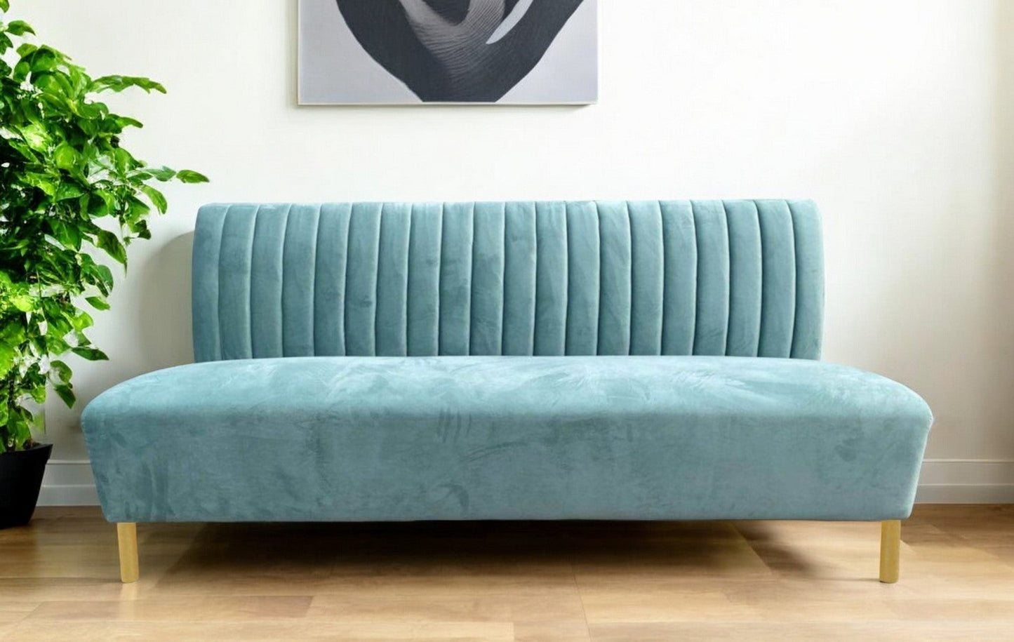 Modway Furniture 71" Light Gray Velvet Sofa with Gold Legs - Modern Armless Design, Soft Comfort, Stylish Accent Piece - 480924-HOMEROOTS