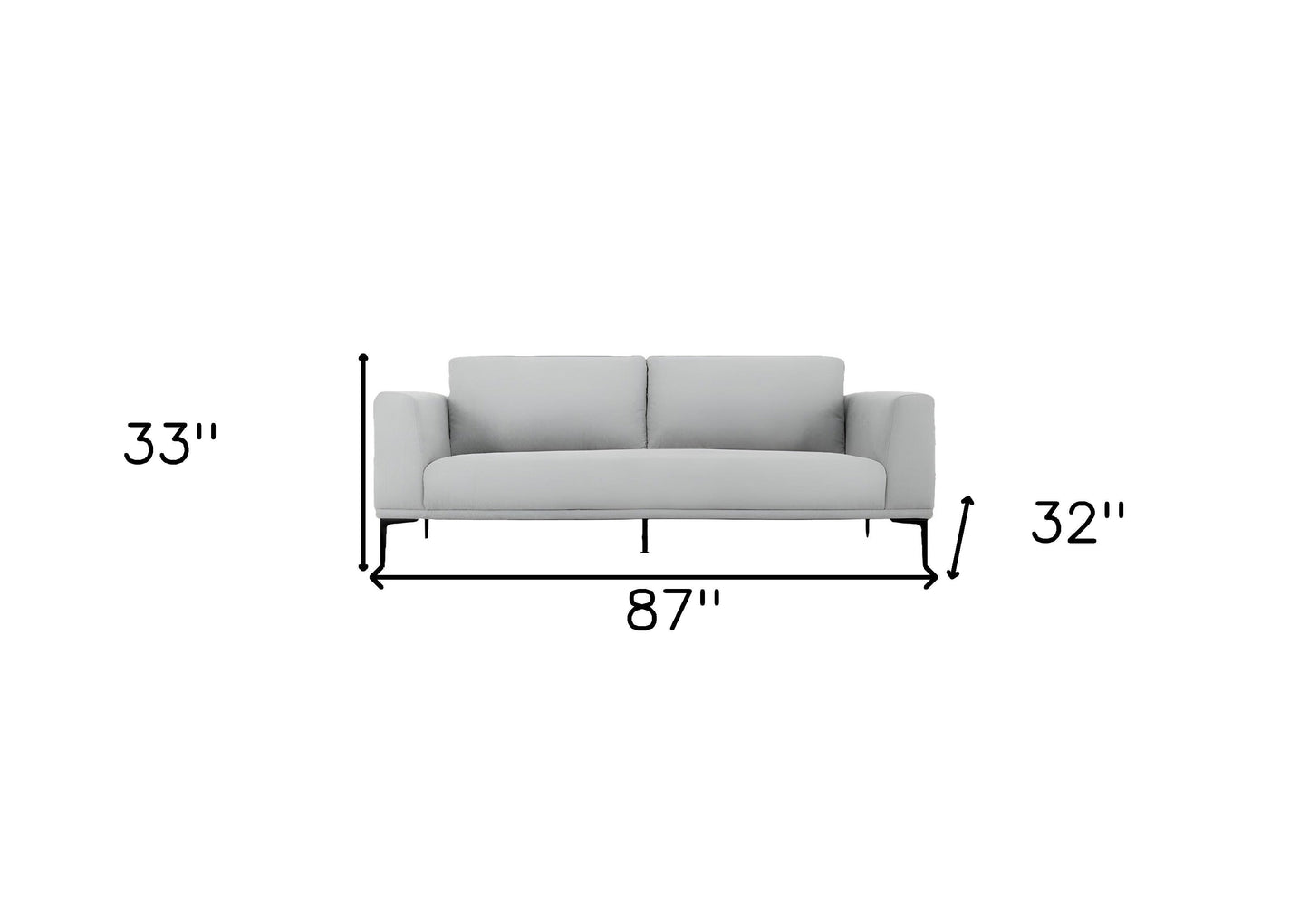 Modway Furniture 87" Light Gray Sofa with Contemporary Black Legs - Comfortable, Stylish, and Family-Friendly Design - 480931-HOMEROOTS