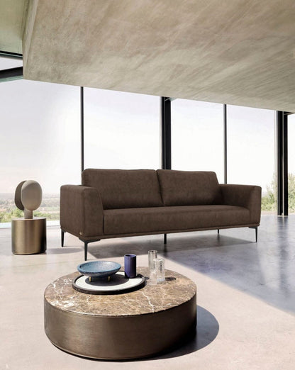 Modway Furniture 87" Luxurious Brown Sofa with Black Metal Legs, Soft Polyester Upholstery, and Removable Cushions - 480933-HOMEROOTS