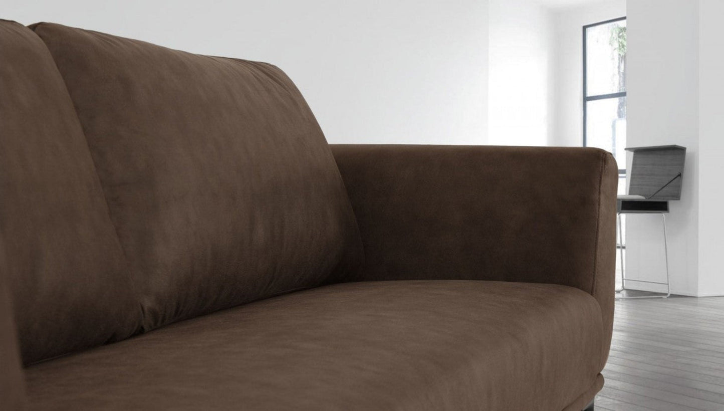 Modway Furniture 87" Luxurious Brown Sofa with Black Metal Legs, Soft Polyester Upholstery, and Removable Cushions - 480933-HOMEROOTS